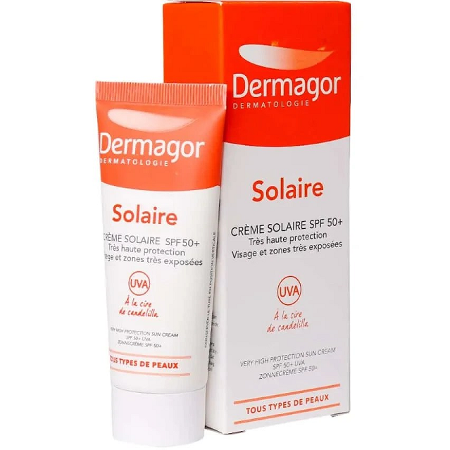 کرم ضد آفتاب بی‌رنگ درماگور SPF 50+ مناسب پوست نرمال تا خشک حجم ۴۰ میلی‌لیتر