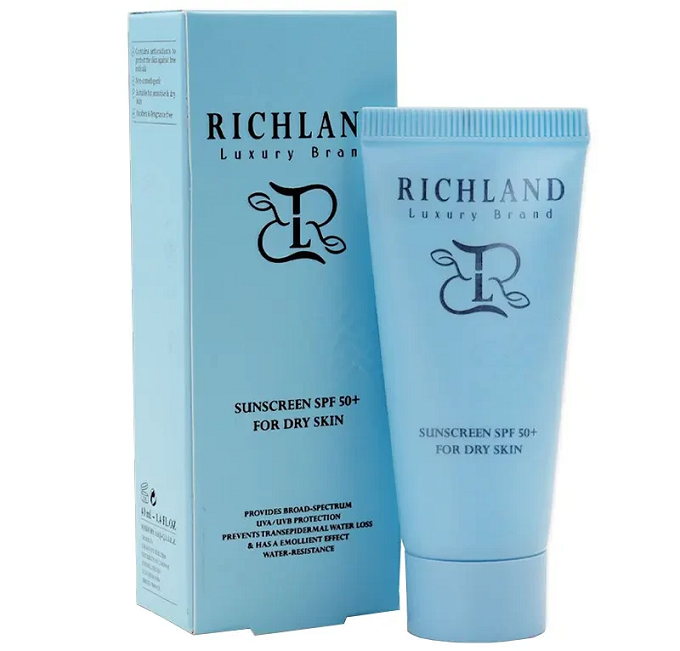 کرم ضد آفتاب SPF 50+ ریچلند مناسب پوست خشک و حساس حجم ۴۰ میلی‌لیتر