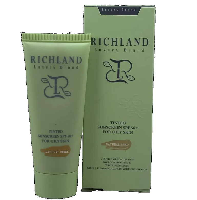 کرم ضد آفتاب رنگی ریچلند SPF50+ شماره ۲ بژ طبیعی پوست چرب و مستعد جوش ۴۰ میلی‌لیتر