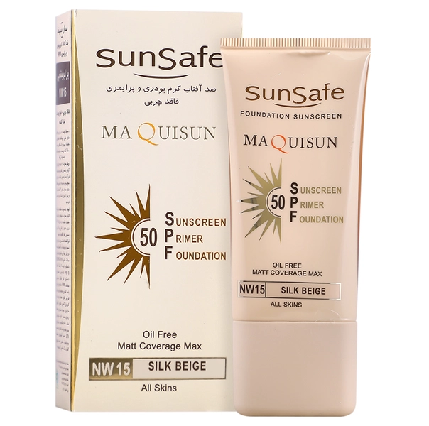 ضد آفتاب کرم‌پودری سان سیف SPF50 بژ ابریشمی حجم ۴۰ گرم